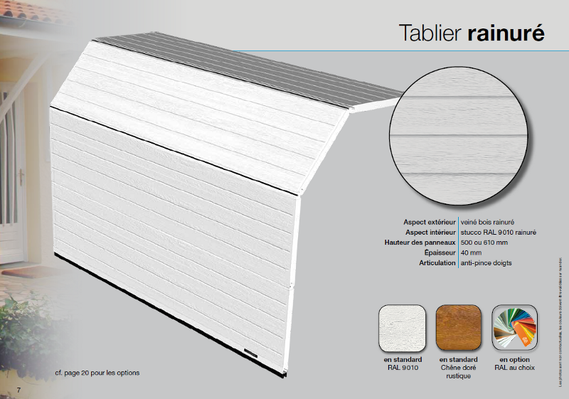 Porte de garage sectionnelle Toulousaine panneaux rainures