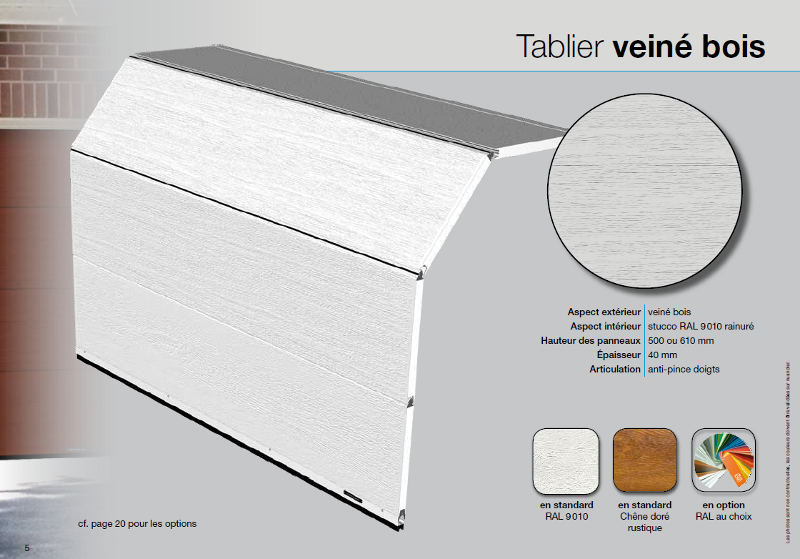 Porte de garage sectionnelle Toulousaine panneaux veines